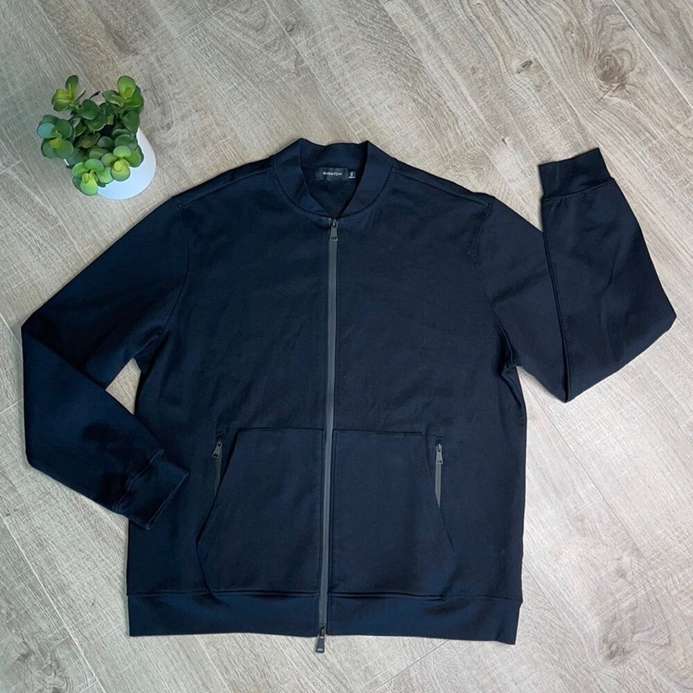 NWOT BUGATCHI Men's Black Full Zip Long Sleeve Performance Jacket